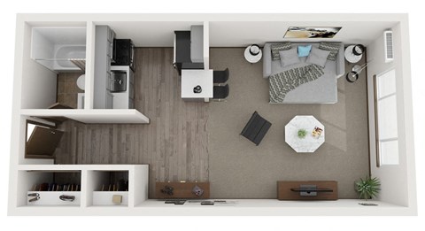 Floor plan for studio, 1 bath, 429 sqft